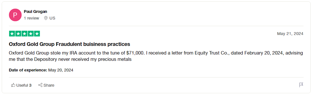 Oxford Gold Group - TrustPilot